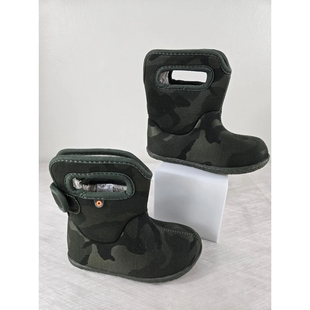 Bogs Baby Bogs Camo Waterproof Insulated Winter Boots Green Kids Size 8